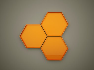 Turuncu altıgen hücreleri iş kavramı  