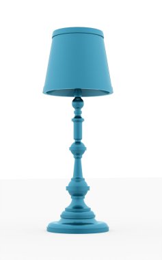 Classic blue vintage lamp rendered on white clipart