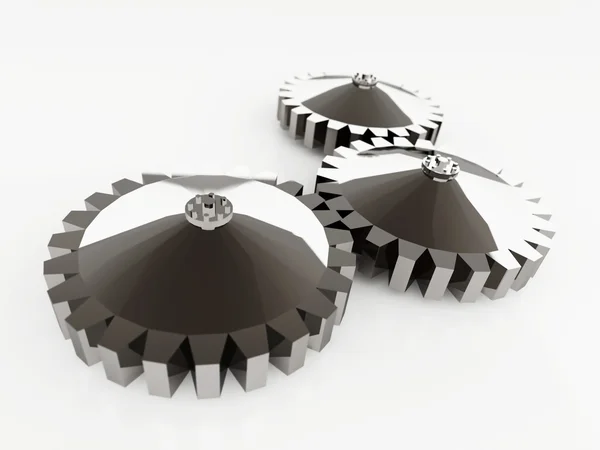 Three chrome gears — Stock Photo, Image