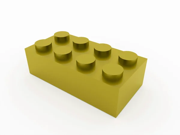 Κίτρινο παιχνίδι τούβλο που απομονώνονται σε λευκό — Φωτογραφία Αρχείου