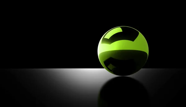 Green sphere rendered on dark — Stock Photo, Image