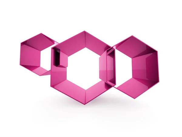 Rosa hexagoner cell affärsidé isolerade — Stockfoto
