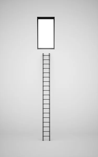 Zwarte ladder op de muur — Stockfoto