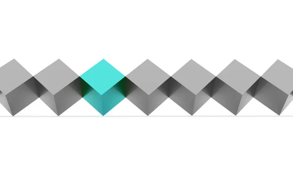 Cubos conceito de linha um é azul renderizado — Fotografia de Stock