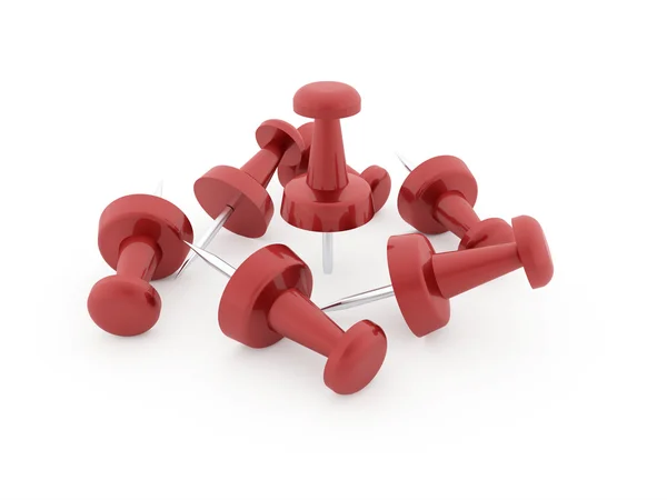 Många röda push pins — Stockfoto