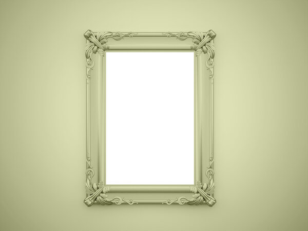 Зеленый зеркальный кадр на стене
  