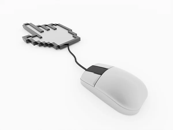 PC ratón con puntero de mano —  Fotos de Stock