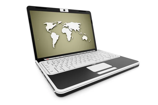 Notebook rendered with world map — Stock Photo, Image