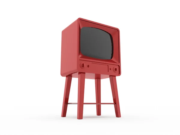 Старый красный винтажный телевизор — стоковое фото