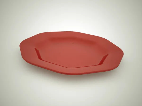 Red plate rendered — Stock Photo, Image