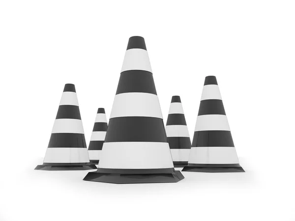 Black and white road cones — Stock Photo, Image