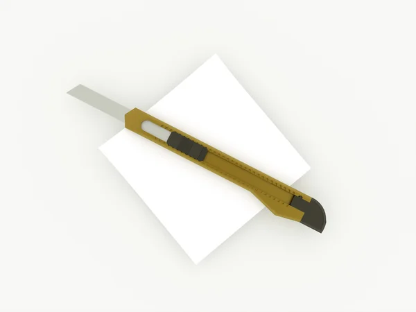 Gray cutter with note — Stock Photo, Image