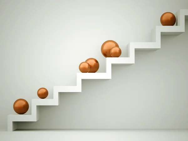 階段の上のオレンジ色の球 — ストック写真