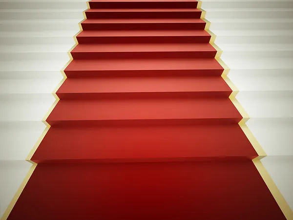 Escaleras con alfombra roja — Foto de Stock