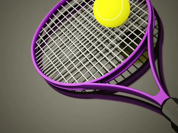 Purple tennis racket rendered — Stock Photo, Image