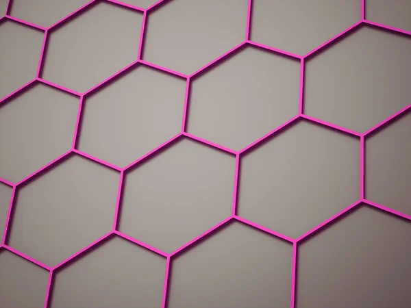 Malha hexagonal rosa renderizada no escuro — Fotografia de Stock