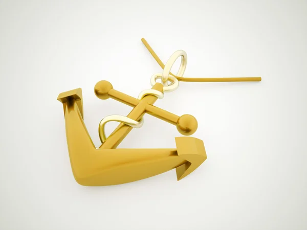 Gold anchor rendered on dark — Stock Photo, Image