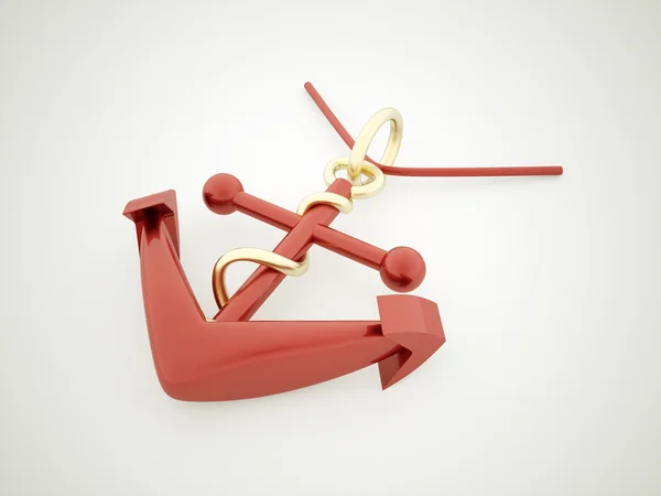 Red anchor rendered on white — Stock Photo, Image