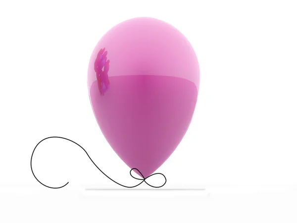 Einzelner rosa Ballon gerendert — Stockfoto