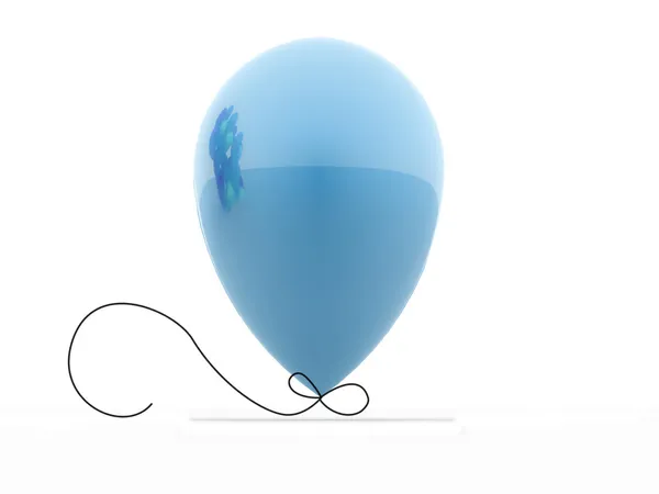 Balão azul único renderizado — Fotografia de Stock