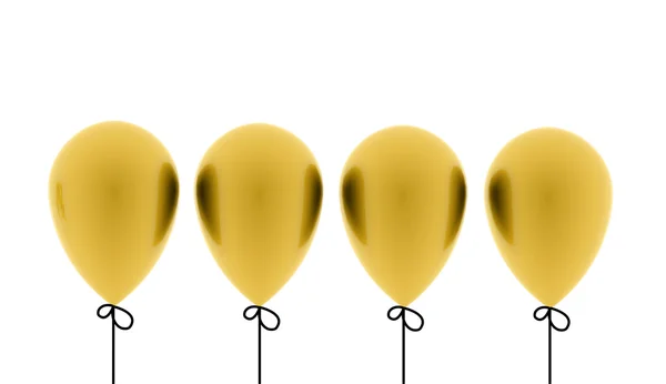 Four gold balloons rendered — Stock Photo, Image
