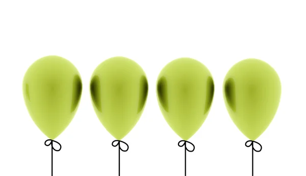 Four green balloons rendered — Stock Photo, Image