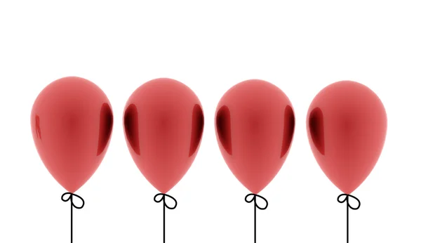 Quatro balões vermelhos rendidos — Fotografia de Stock