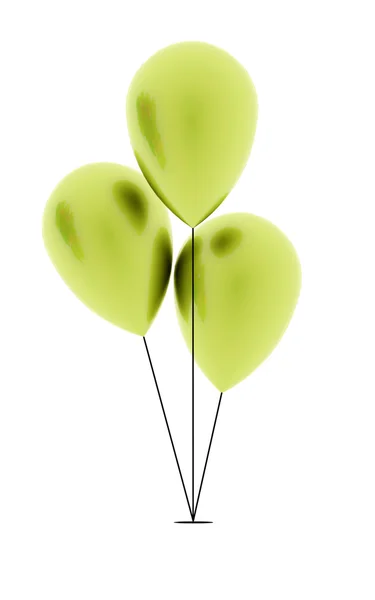 Drei grüne Ballons gerendert — Stockfoto