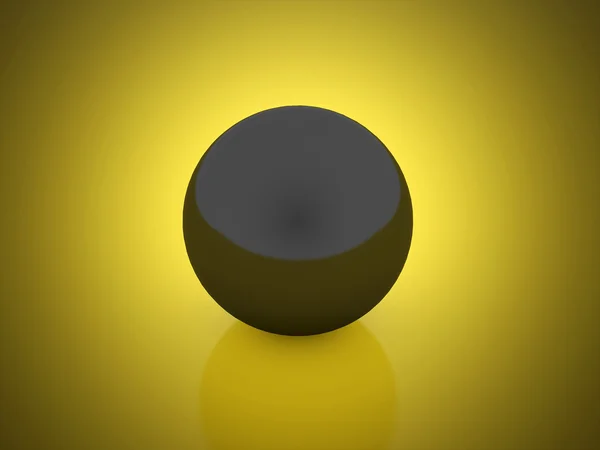 Schwarze Kugel auf gelb — Stockfoto