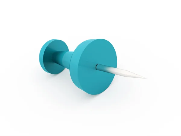 Single blue push pin rendered — Stock Photo, Image