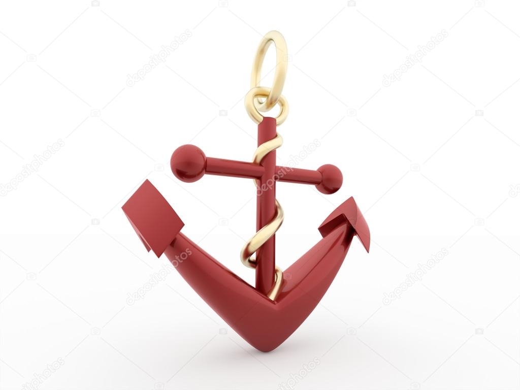 Red anchor concept isolated 