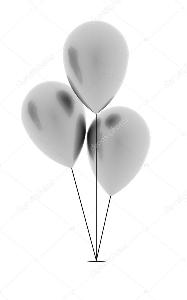 Silver balloons rendered