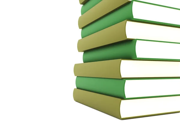 Livros conceito verde sobre vertical isolado — Fotografia de Stock