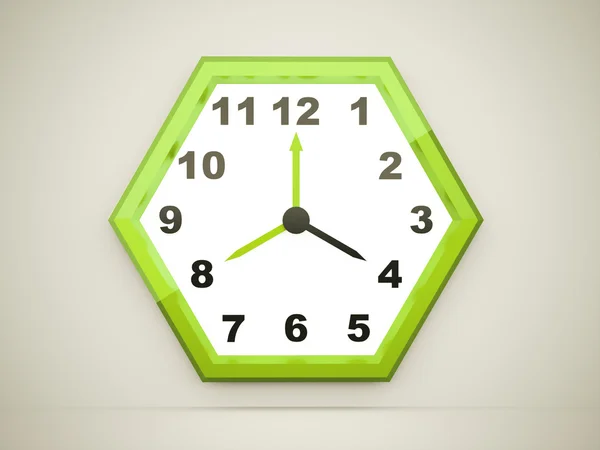 Horloge hexagonale verte rendue sur sombre — Photo