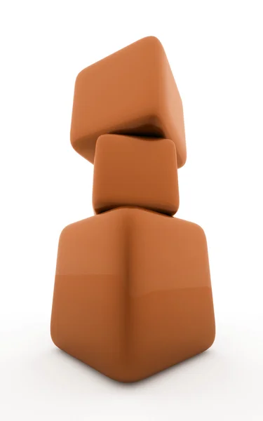 Orange abstract three cubes rendered — Stock Photo, Image