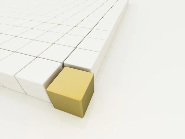 Cubes white and one gold — Stock Photo, Image