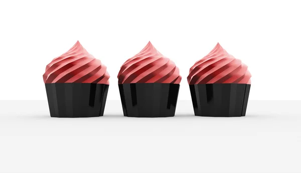 Czerwony trzy ciasta na białym tle — Zdjęcie stockowe