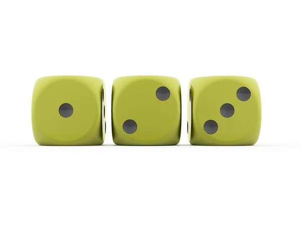 Green dices rendered isolated on white — Stock Photo, Image