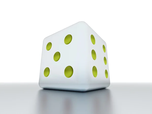 One dice with green dots — Stock Photo, Image
