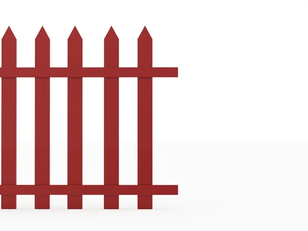 Starý červený plot vykreslen na bílém pozadí — Stock fotografie