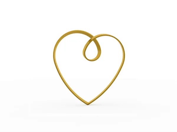Cinta corazón de oro renderizada en blanco — Foto de Stock