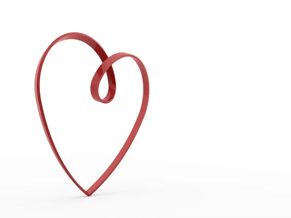 Red heart ribbon rendered on white — Stock Photo, Image