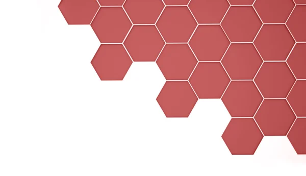 Fond hexagonal rouge rendu — Photo