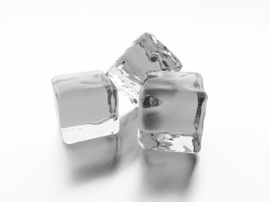 Beyaz üzerinde işlenen üç buz küpleri  