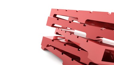 Kırmızı paletleri üzerinde beyaz render 