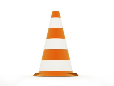 Turuncu yol koni üzerinde beyaz izole