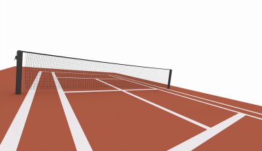 beyaz üzerine işlenmiş kırmızı tenis kortu  