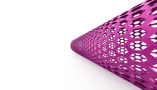 Pink hexagonal tube rendered on white — Stock Photo, Image