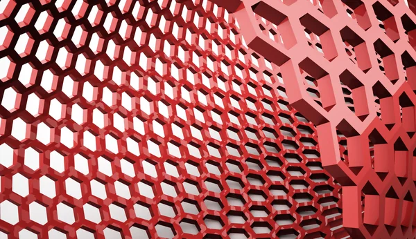 Fond hexagonal abstrait rouge — Photo