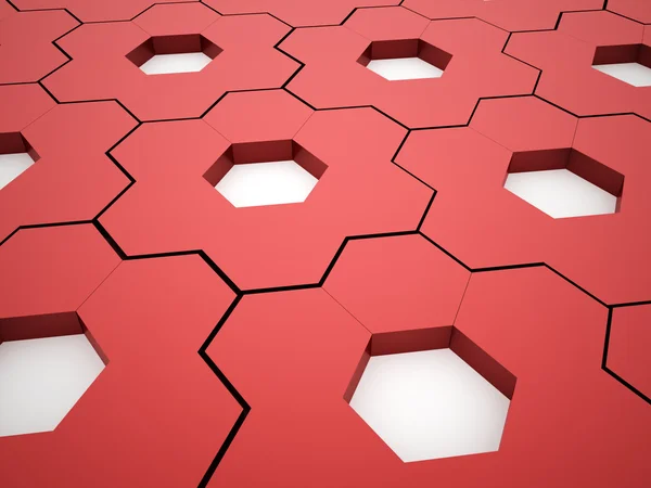 Engranajes hexagonales rojos abstractos —  Fotos de Stock